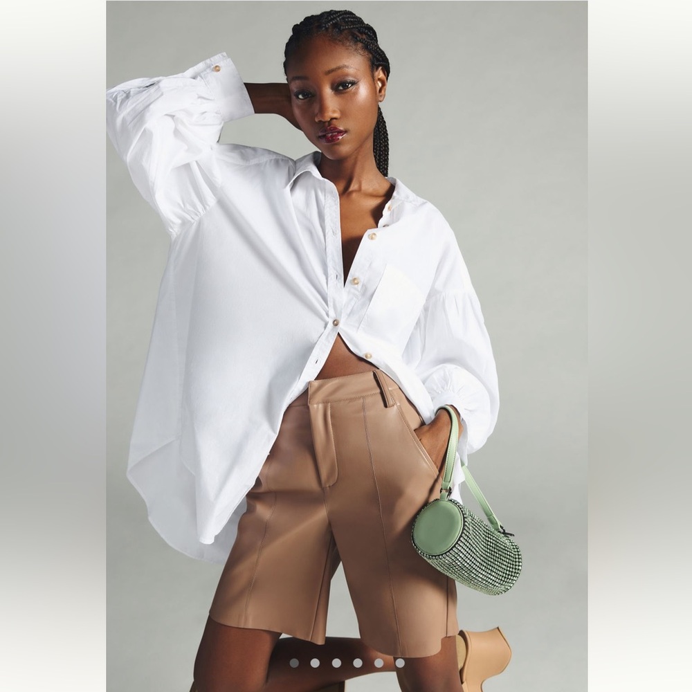 Anthropologie Matt & Nat Tan Beige Faux Leather High waisted shorts